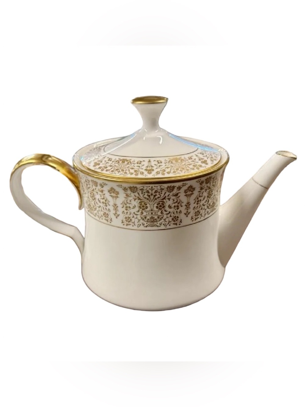 Noritake Kimberly Fine Bone China Teapot Vintage Gold Filigree 9703